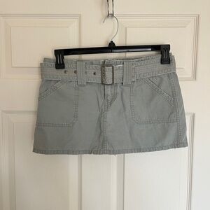 Vintage SO green mini skirt sz 7 with belt Y2K
